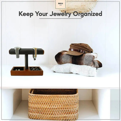 Solid Wood Watch Display Stand – Premium Grey Jewelry Holder