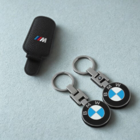Bundle 5 – BMW Logo Keychain + Glasses Holder