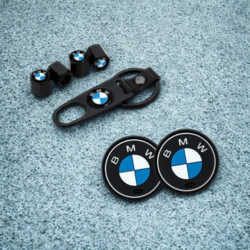 Bundle 9 - BMW Tire Valve Caps w Keychain+ Cup Coasters