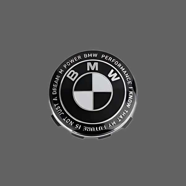 BMW Gloss Black Wheel Center Caps – 68 mm with Silver Logo (Set of 4)
