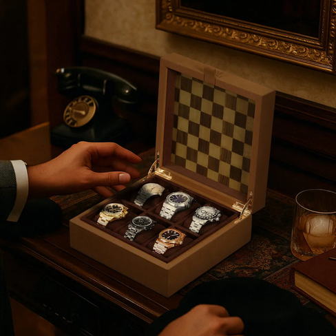 MOZSLY Luxury 6 Watch Storage Box – Bruges Terra Brown (Artist’s Series)