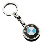 سلسلة مفاتيح BMW بشعار BMW أسود – ميدالية مفاتيح معدنية دائرية فاخرة
