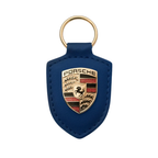 Porsche Crest Leather Keychain – Genuine Leather with Metal Emblem