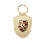 Porsche Crest Leather Keychain – Genuine Leather with Metal Emblem