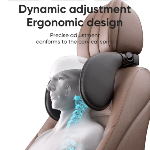 Ergonomic 360° Adjustable Car Cervical Pillow – Memory Foam Headrest with Side Pads