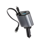 شاحن سيارة سريع قابل للسحب 4 في 1 – بقوة 240 واط / 120 واط USB و Type-C