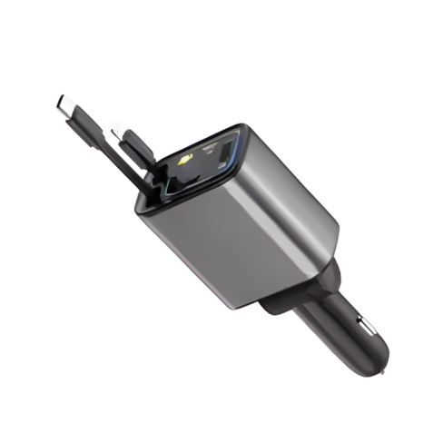 شاحن سيارة سريع قابل للسحب 4 في 1 – بقوة 240 واط / 120 واط USB و Type-C