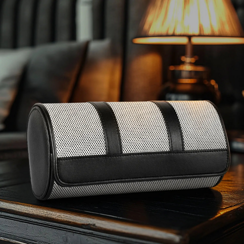 Elegant Black & White Travel Watch Roll – 3 Slot Vegan Leather Case