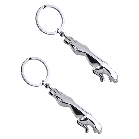 Classic Jaguar Leopard Leather Keychain – Premium Car Key Ring & Bag Charm