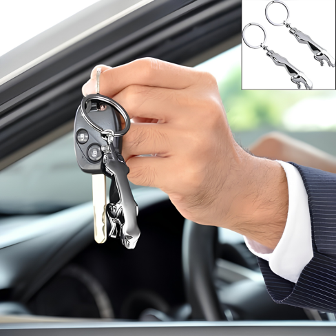 Classic Jaguar Leopard Leather Keychain – Premium Car Key Ring & Bag Charm