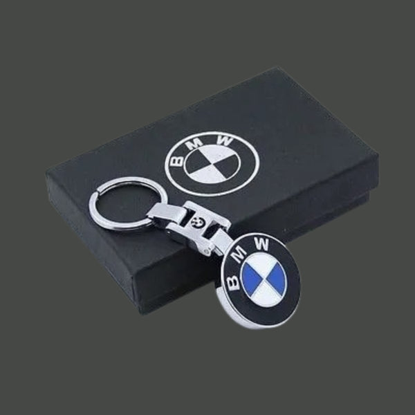 BMW Keychain with Black BMW Logo – Premium Metal Round Keyring