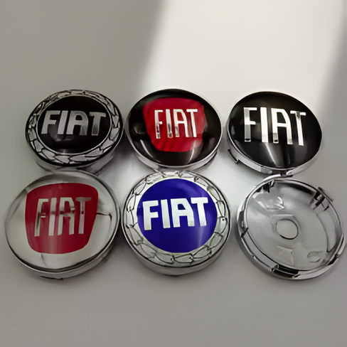 Fiat Logo Wheel Center Hub Caps – 60mm Rim Emblems (Set of 4)