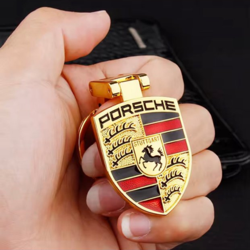 RoseTR Porsche Metaal Gold Premium Keychain - Compatible with Cayman Cayenne Panamera