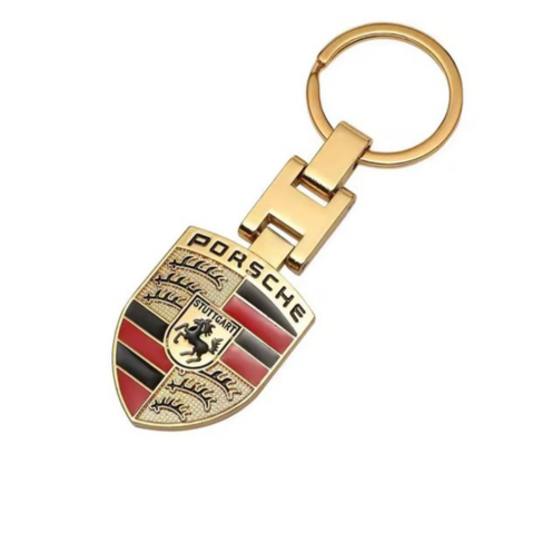 RoseTR Porsche Metaal Gold Premium Keychain - Compatible with Cayman Cayenne Panamera