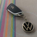 Volkswagen Round Metal Keyring – Black & Chrome VW Logo Keychain