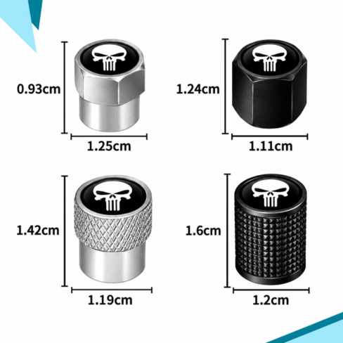 Universal 4pcs Metal Skull Logo Emblem Car Wheel Tire Air Valve Dust Caps Rim Covers For Automobiles Trucks Motorcycles Decor