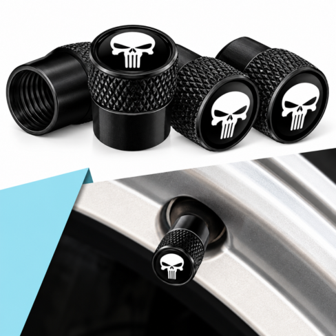 Universal 4pcs Metal Skull Logo Emblem Car Wheel Tire Air Valve Dust Caps Rim Covers For Automobiles Trucks Motorcycles Decor