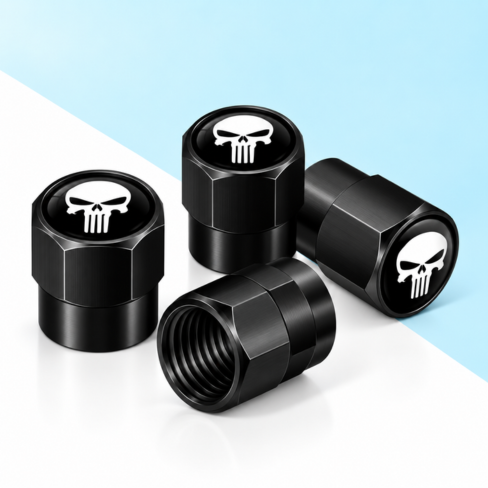Universal 4pcs Metal Skull Logo Emblem Car Wheel Tire Air Valve Dust Caps Rim Covers For Automobiles Trucks Motorcycles Decor