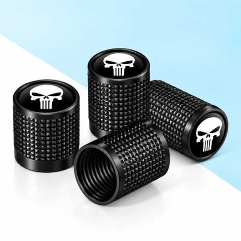 Universal 4pcs Metal Skull Logo Emblem Car Wheel Tire Air Valve Dust Caps Rim Covers For Automobiles Trucks Motorcycles Decor