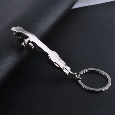Classic Jaguar Leopard Leather Keychain – Premium Car Key Ring & Bag Charm