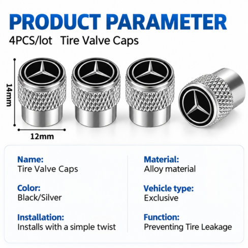 Mercedes Benz Car Wheel Tire Valve Caps Anti-Leak Airproof