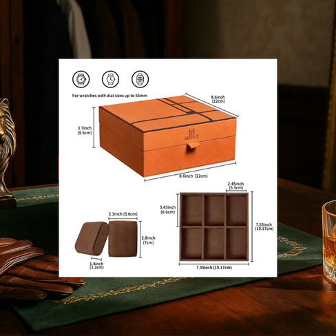 MOZSLY Luxury 6-Watch Storage Box – Seville Glow Orange (Artist’s Series)