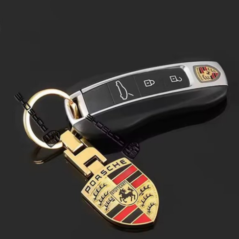 RoseTR Porsche Metaal Gold Premium Keychain - Compatible with Cayman Cayenne Panamera