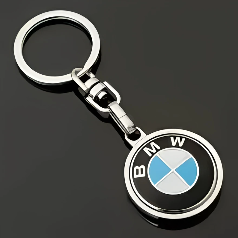 BMW Keychain with Black BMW Logo – Premium Metal Round Keyring