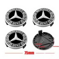 أغطية جنوط عجلات AMG من الكروم مقاس 75 ملم لسيارات مرسيدس-بنز - طقم من 4 قطع