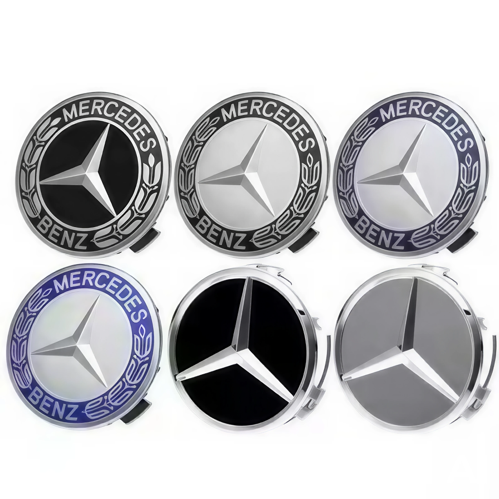 أغطية جنوط عجلات AMG من الكروم مقاس 75 ملم لسيارات مرسيدس-بنز - طقم من 4 قطع