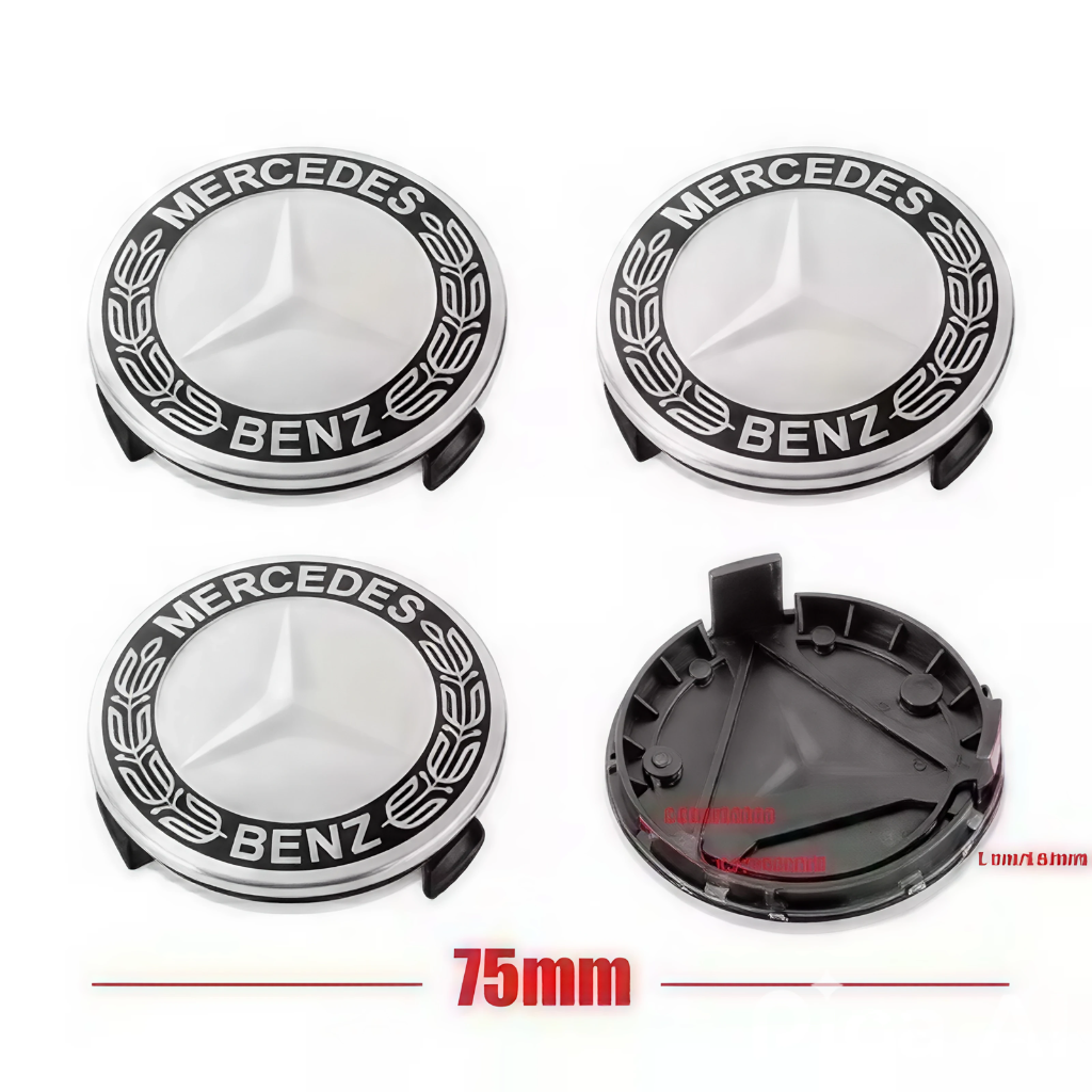 Mercedes-Benz Wheel Center Caps – 4PCS  Chrome AMG Hub Covers
