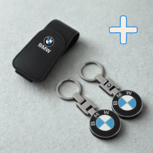 Bundle 3 – BMW Logo Keychain + Sun Visor Organizer
