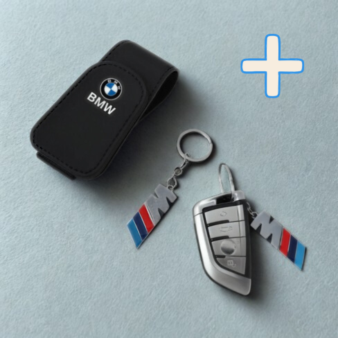Bundle 4 – BMW Logo Keychain + Sun Visor Organize