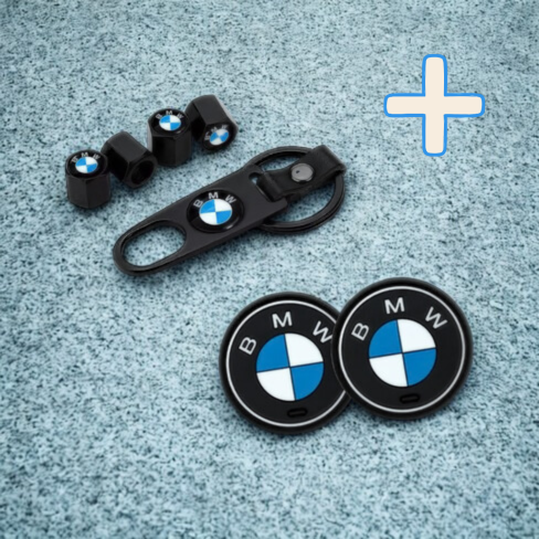 Bundle 9 - BMW Tire Valve Caps w Keychain+ Cup Coasters