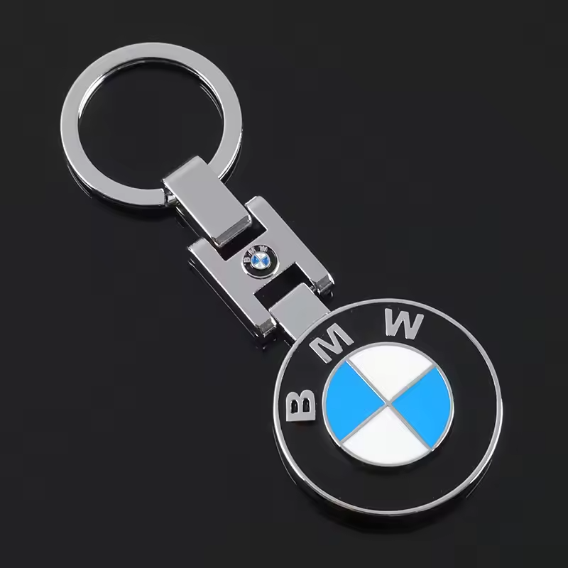 BMW Keychain with Black BMW Logo – Premium Metal Round Keyring