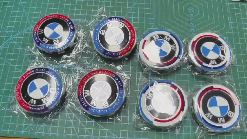 Set of 4 BMW Gloss Black Wheel Center Caps – 68mm with Silver Logo